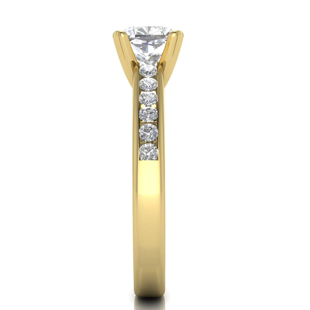 Classic Solitaire Ring with Channel-Set Accent Stones