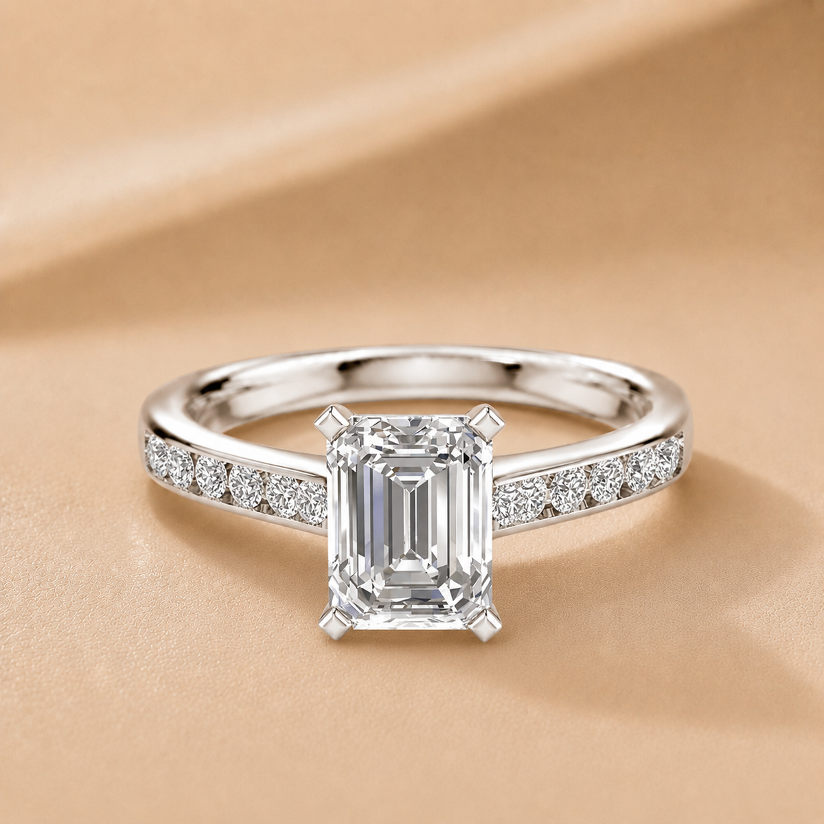 Classic Solitaire Ring with Channel-Set Accent Stones