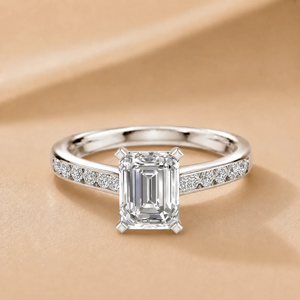 Classic Solitaire Ring with Channel-Set Accent Stones