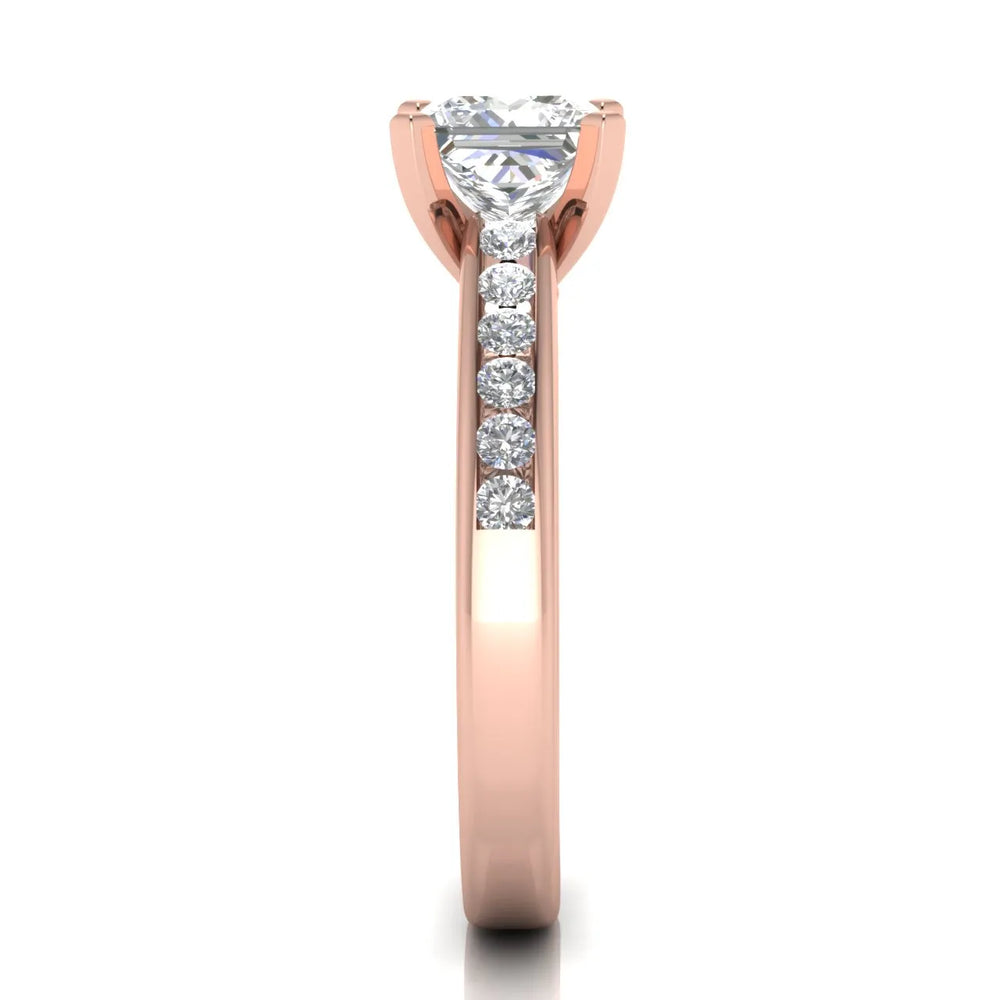 Classic Solitaire Ring with Channel-Set Accent Stones