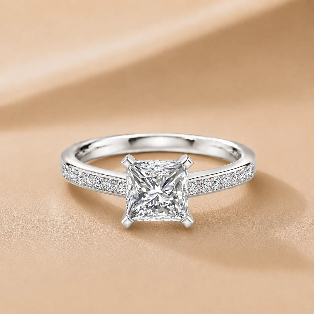 Classic Solitaire Ring with Channel-Set Accent Stones