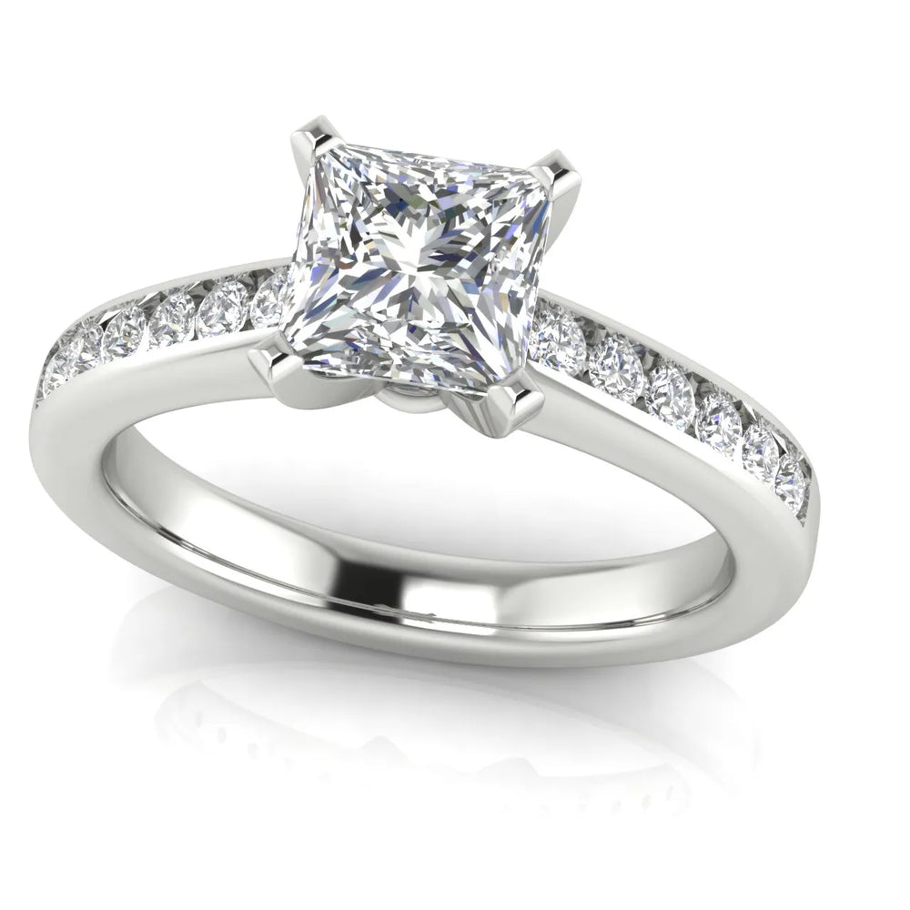 Classic Solitaire Ring with Channel-Set Accent Stones