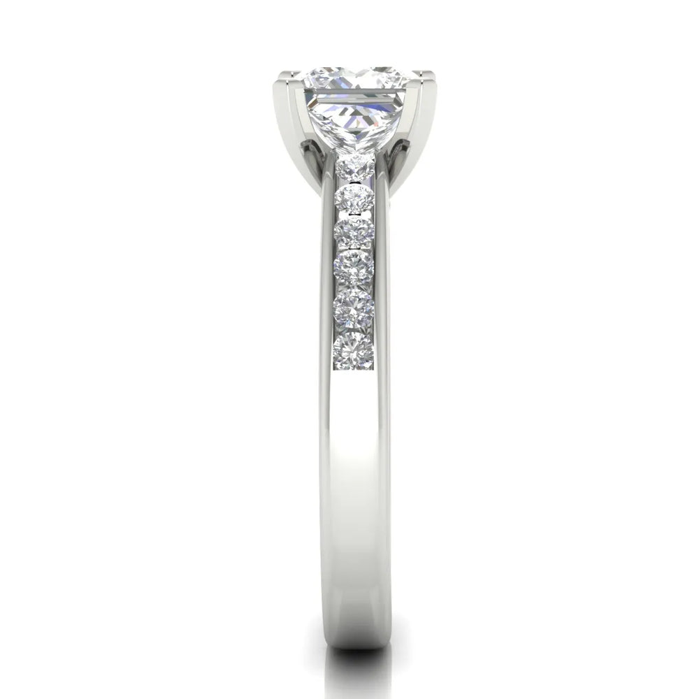 Classic Solitaire Ring with Channel-Set Accent Stones