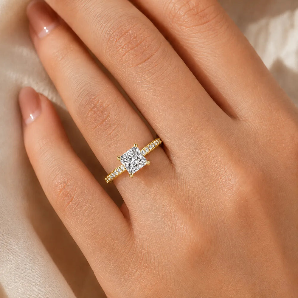 Classic Solitaire Ring with Channel-Set Accent Stones