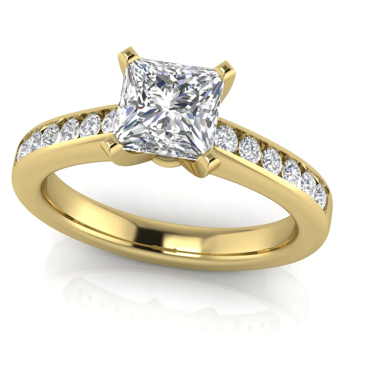 Classic Solitaire Ring with Channel-Set Accent Stones