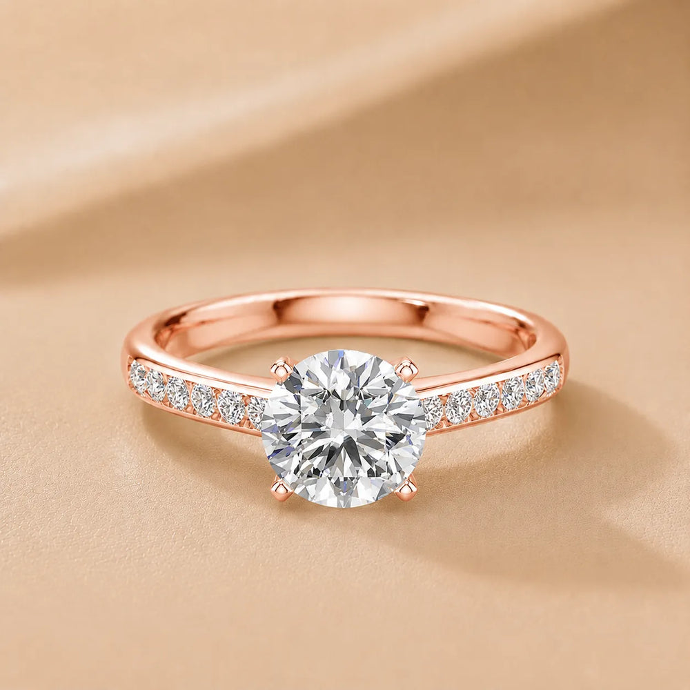 Classic Solitaire Ring with Channel-Set Accent Stones