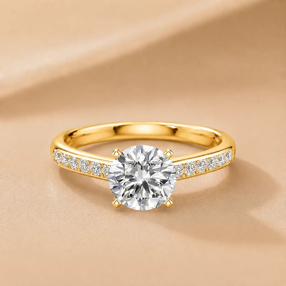 Classic Solitaire Ring with Channel-Set Accent Stones