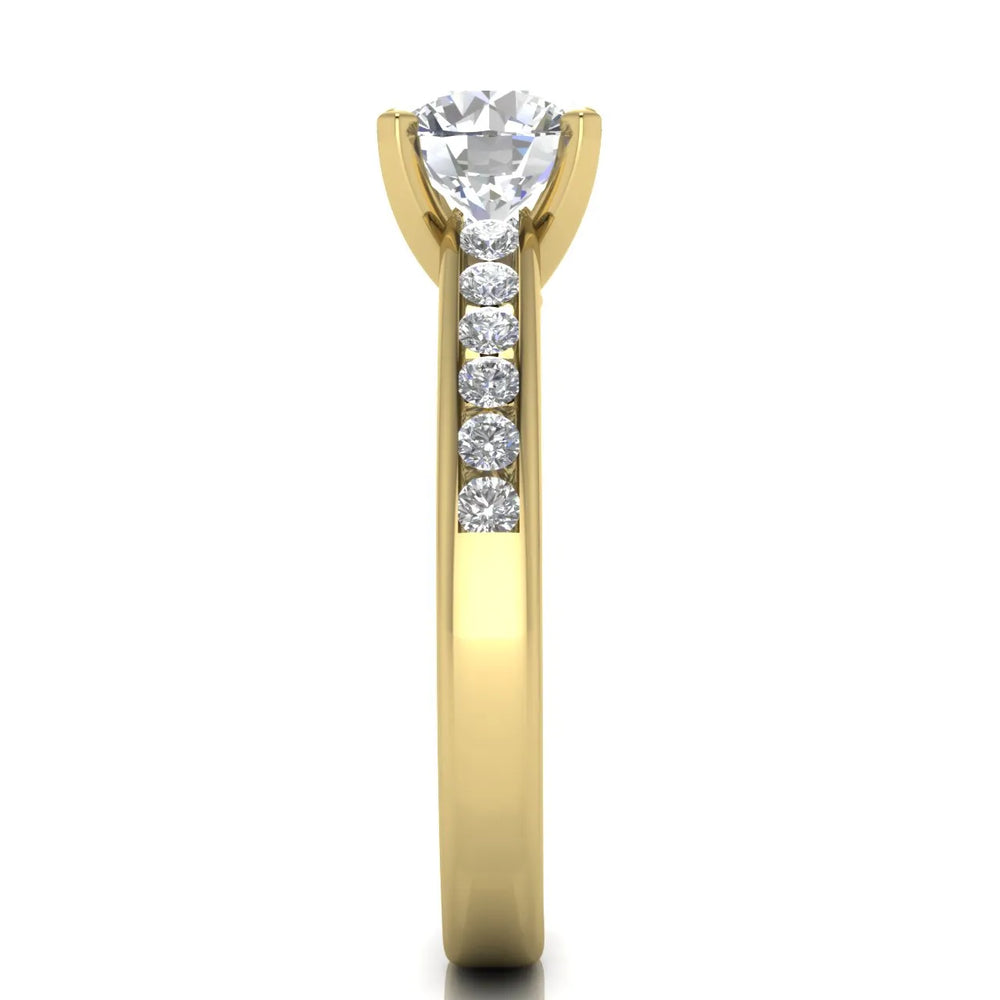 Classic Solitaire Ring with Channel-Set Accent Stones