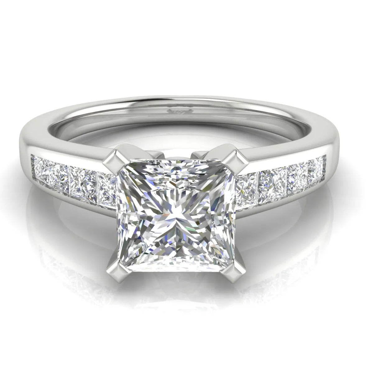 Elegant Channel-Set Accent Engagement Ring