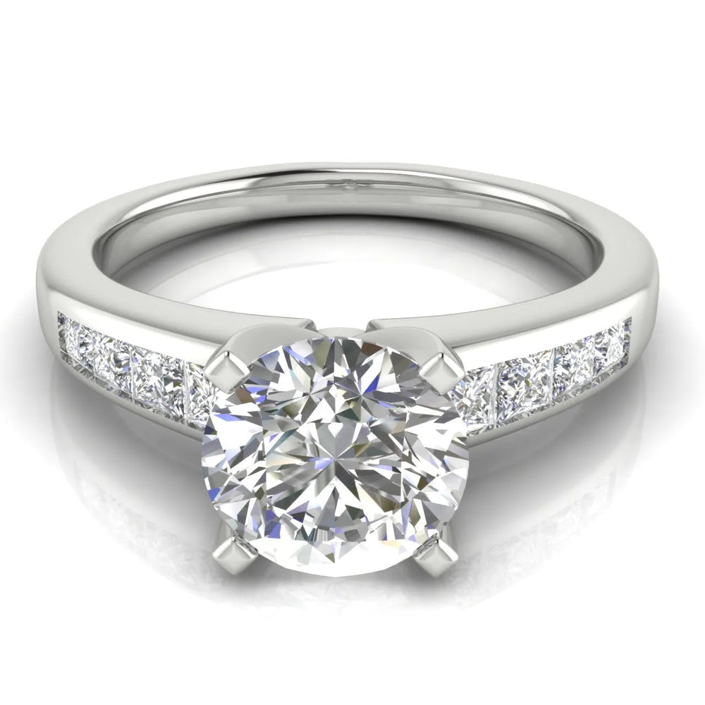 Elegant Channel-Set Accent Engagement Ring – Round (925 Sterling Silver)