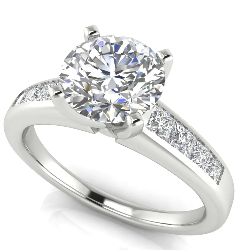 Elegant Channel-Set Accent Engagement Ring – Round (925 Sterling Silver)