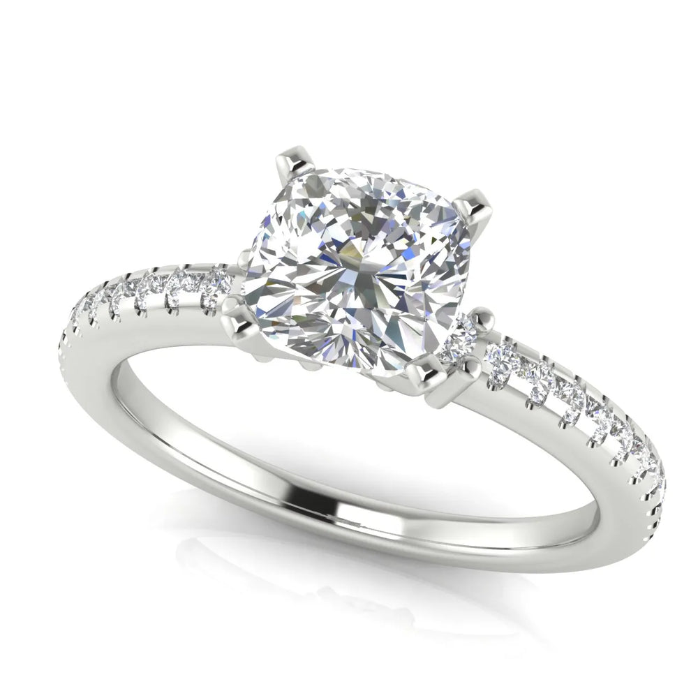 Classic Pavé Accent Solitaire Ring