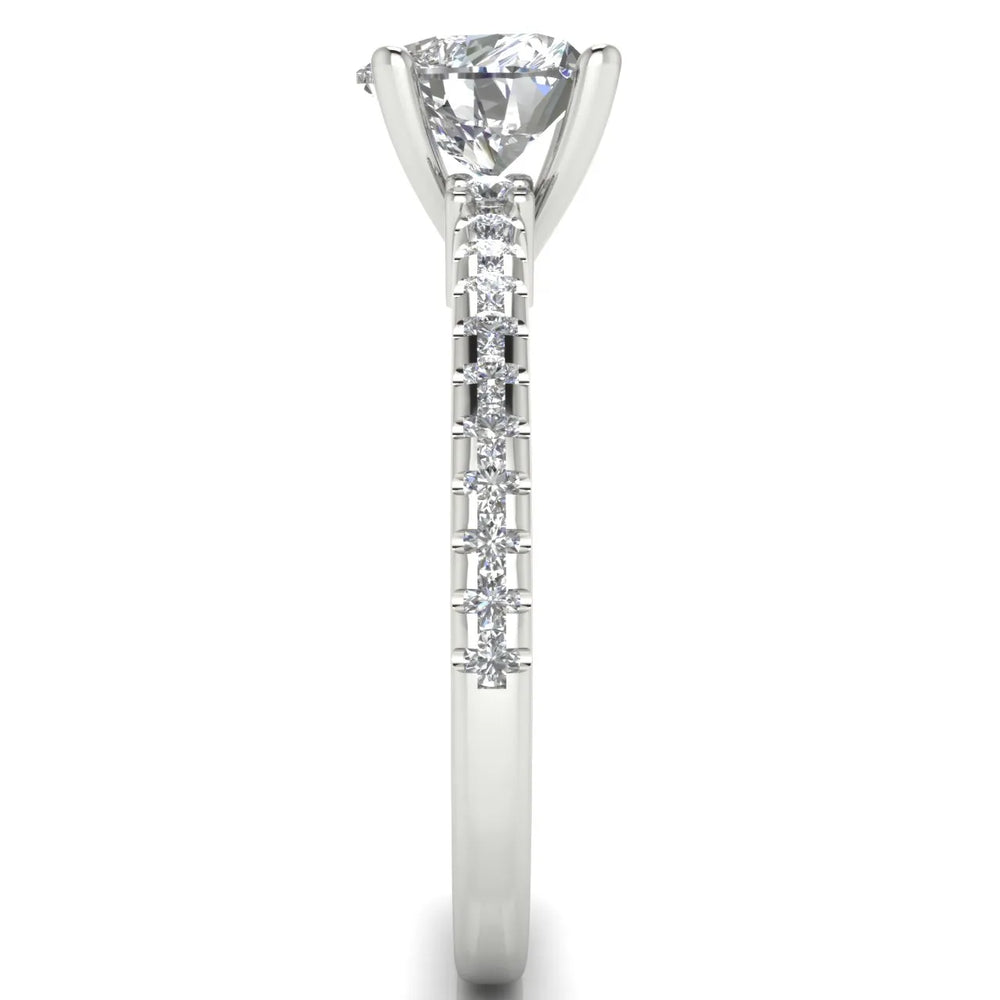 Classic Pavé Accent Solitaire Ring