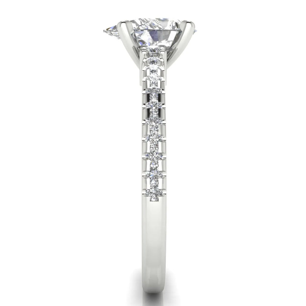 Classic Pavé Accent Solitaire Ring