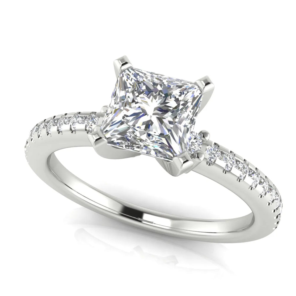 Classic Pavé Accent Solitaire Ring