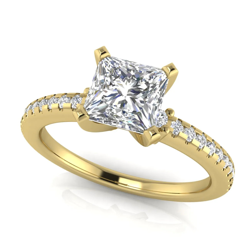 Classic Pavé Accent Solitaire Ring