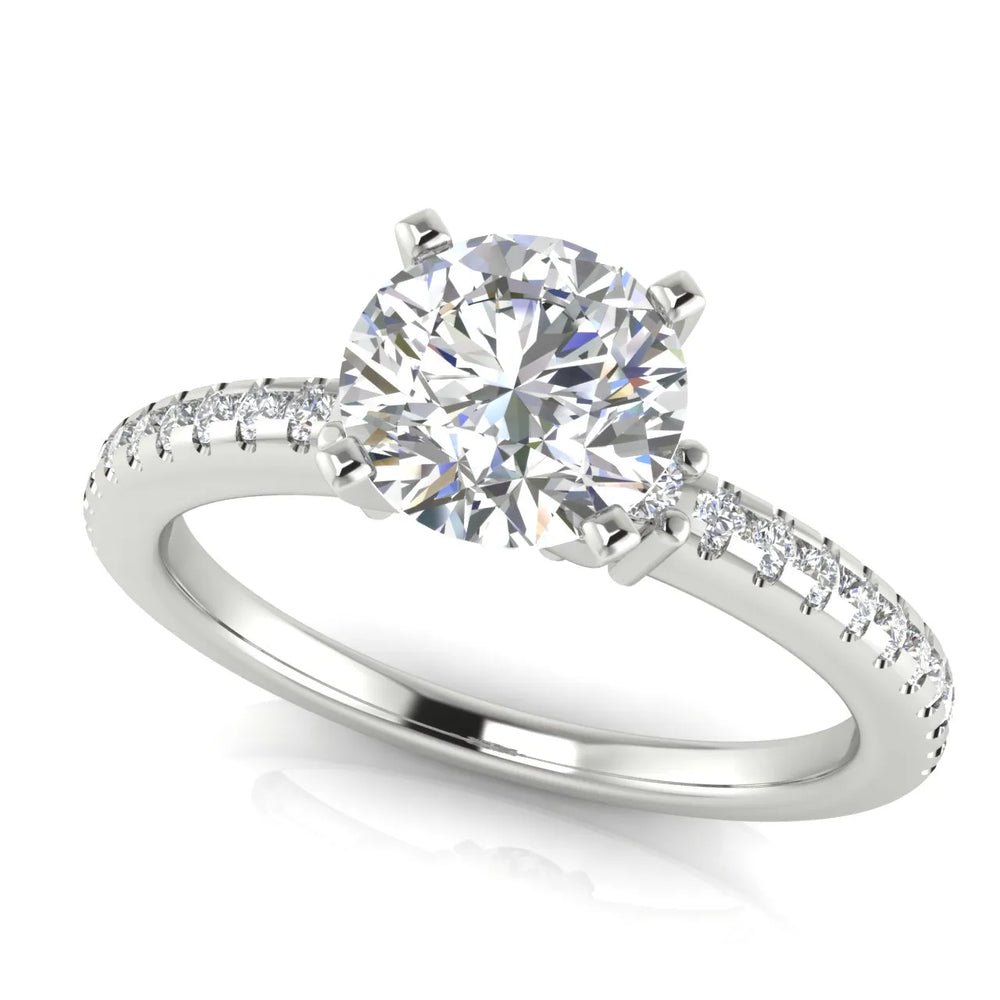 Classic Pavé Accent Solitaire Ring