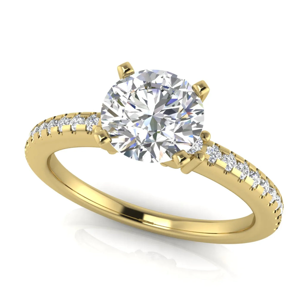 Classic Pavé Accent Solitaire Ring