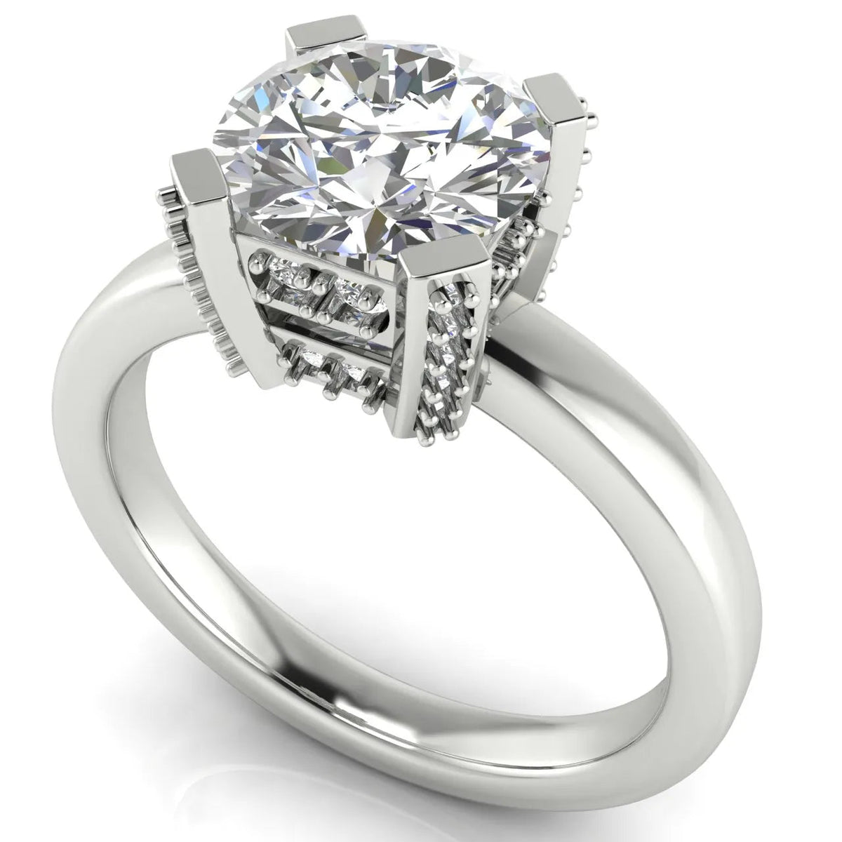 Elegant Solitaire Ring with Contemporary Prong Setting – (925 Sterling Silver) – Round (925 Sterling Silver)