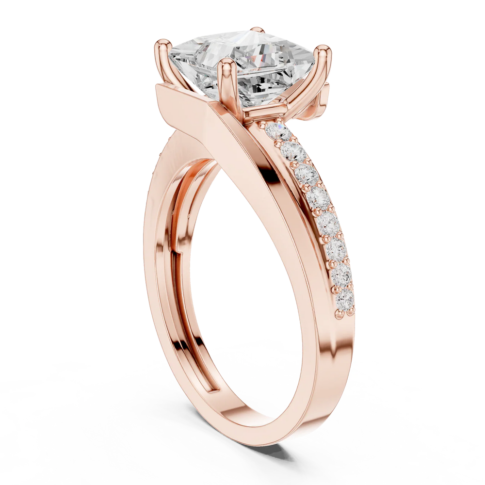 Crest Bypass Princess Diamond Engagement Ring