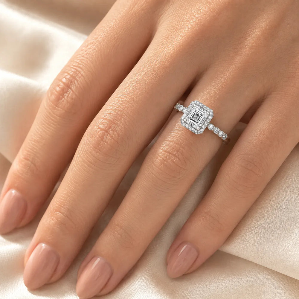 Halo Crown Pear Diamond Ring