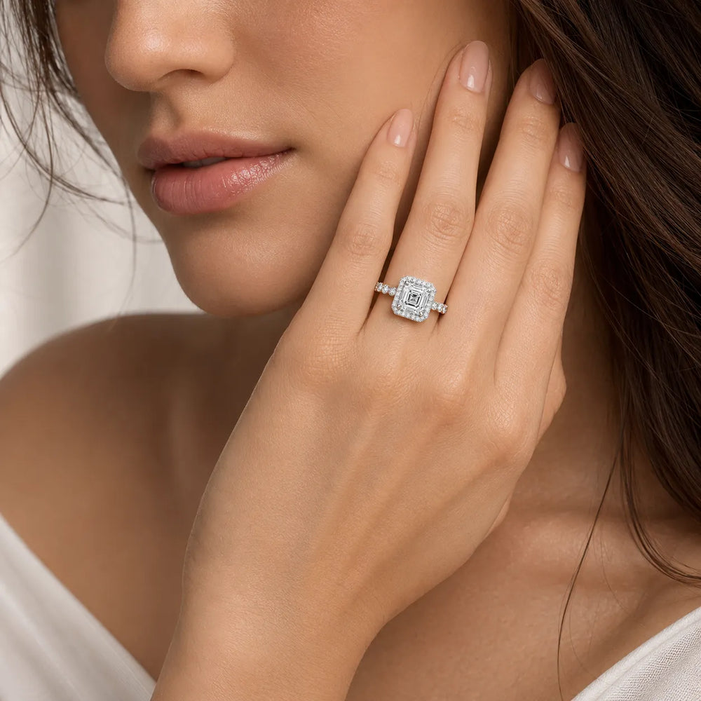 Halo Crown Pear Diamond Ring