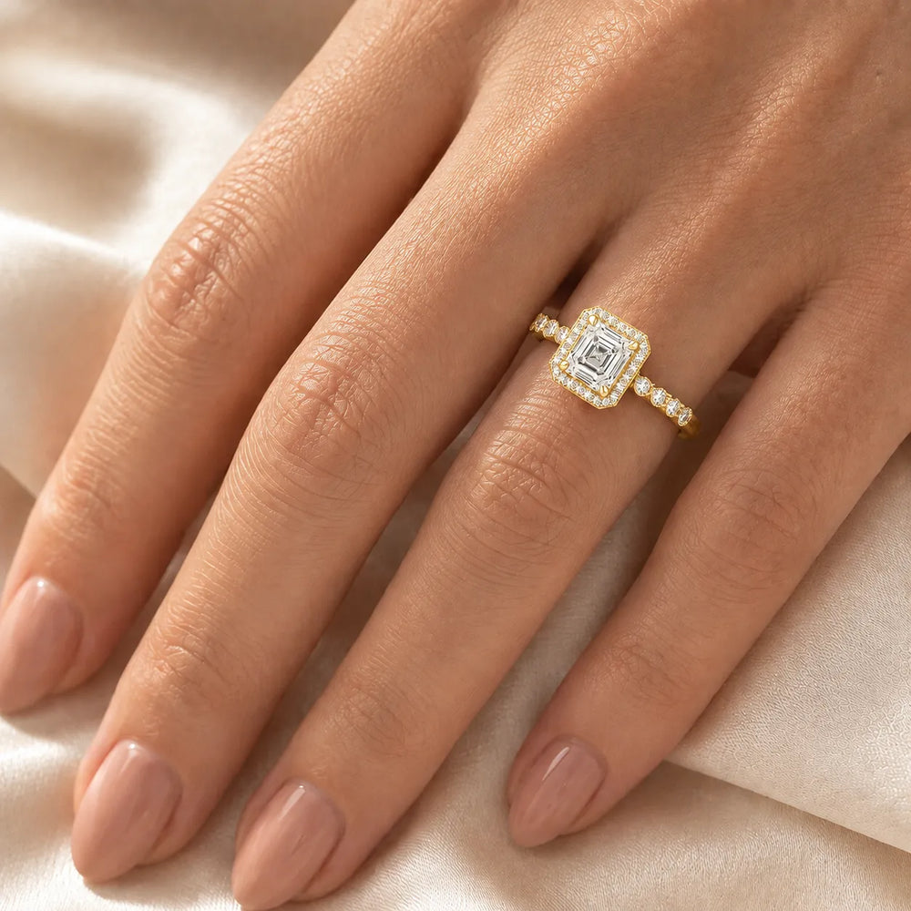 Halo Crown Pear Diamond Ring