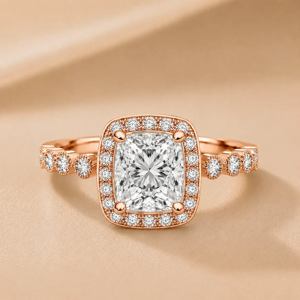 Halo Crown Pear Diamond Ring