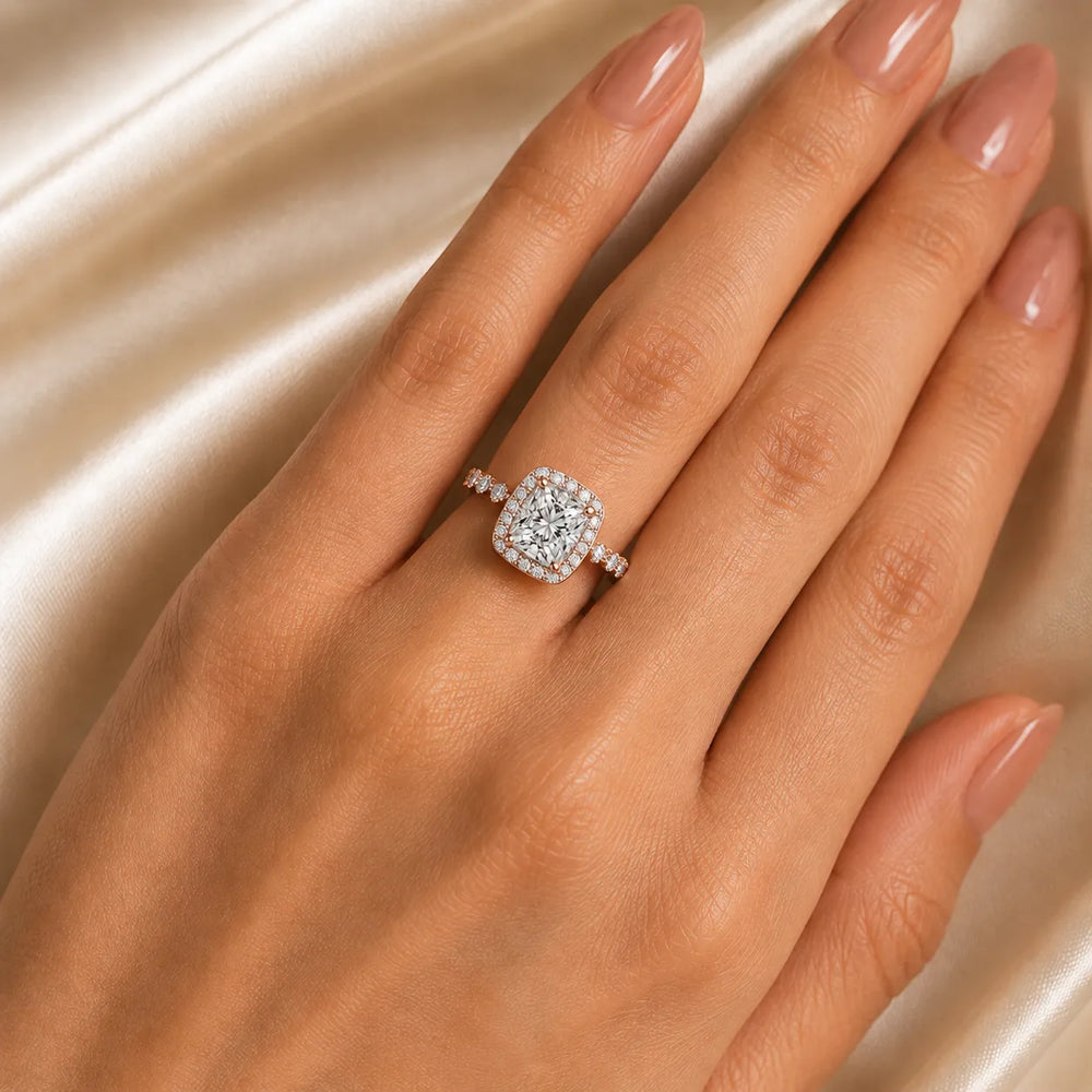 Halo Crown Pear Diamond Ring