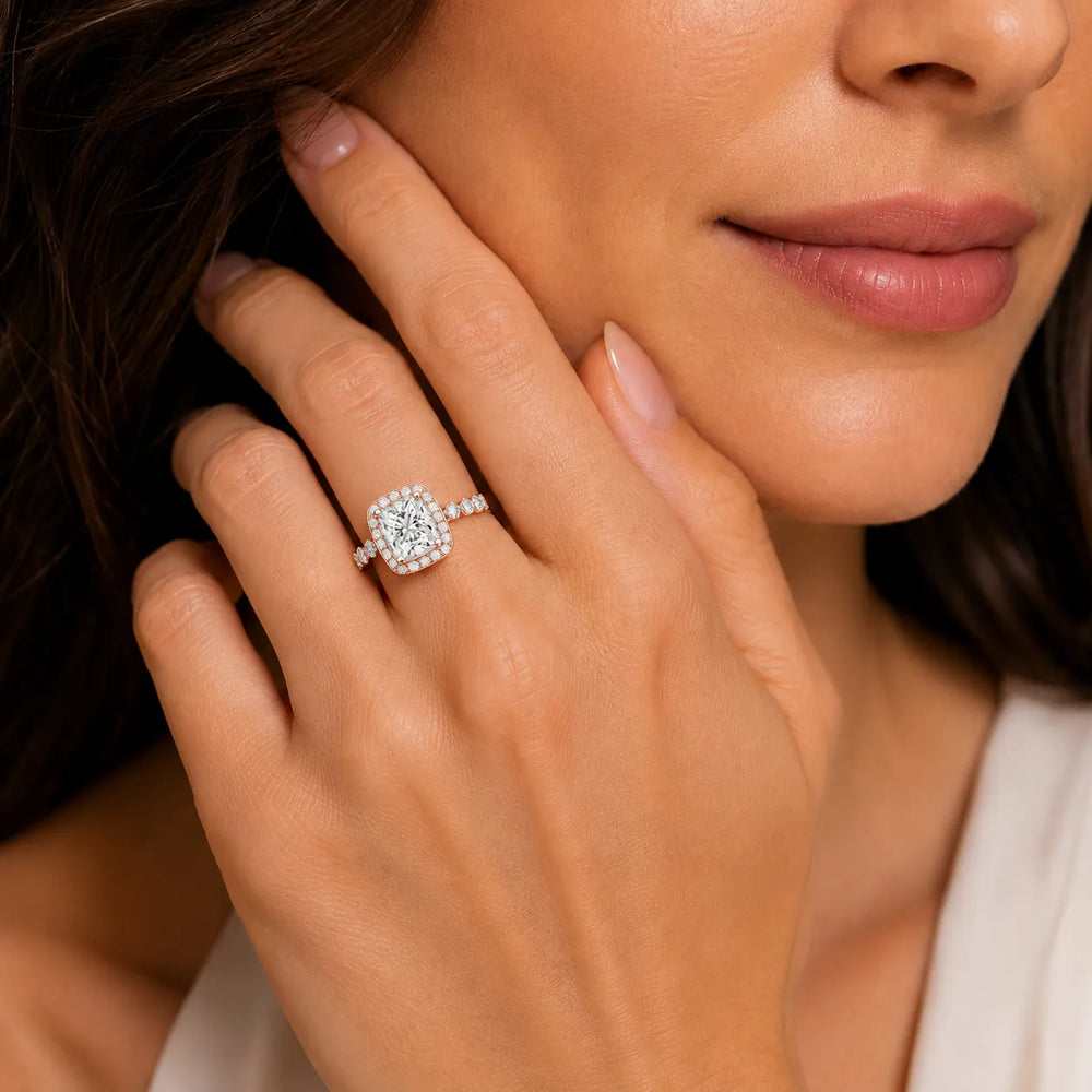 Halo Crown Pear Diamond Ring