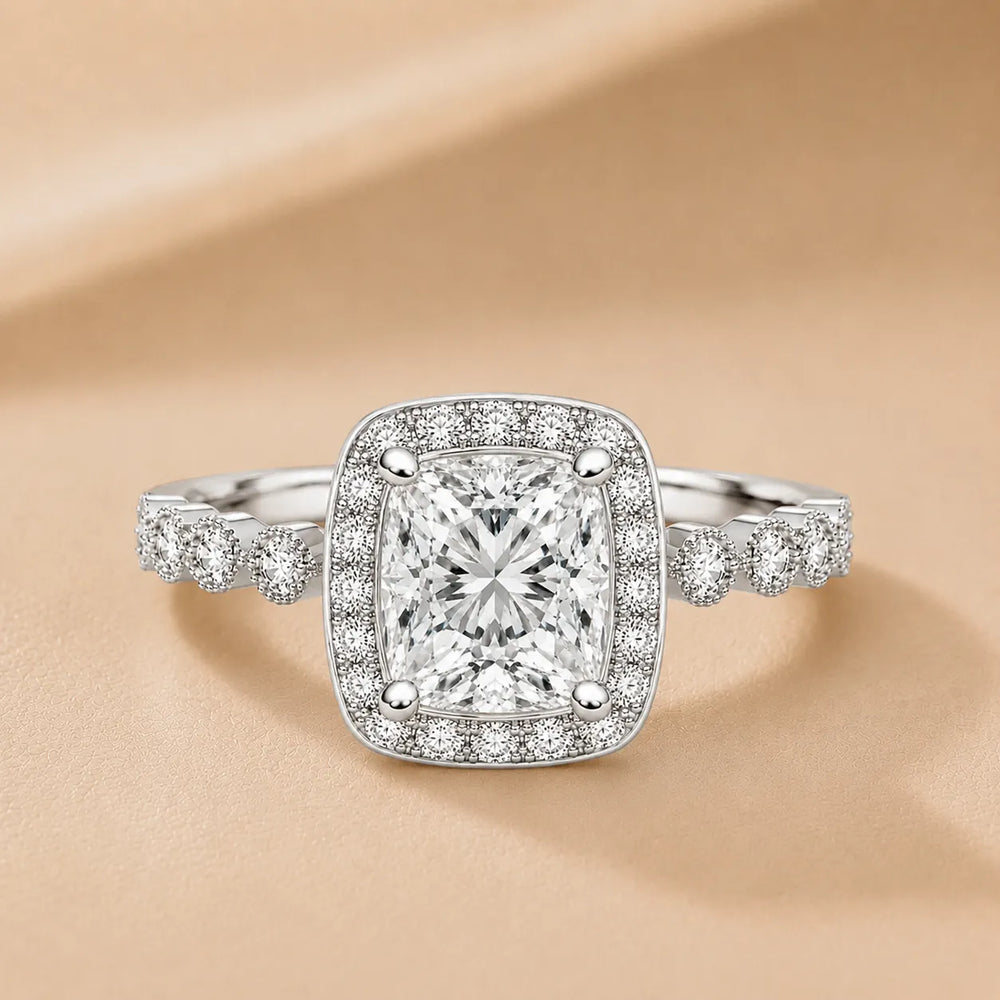 Halo Crown Pear Diamond Ring