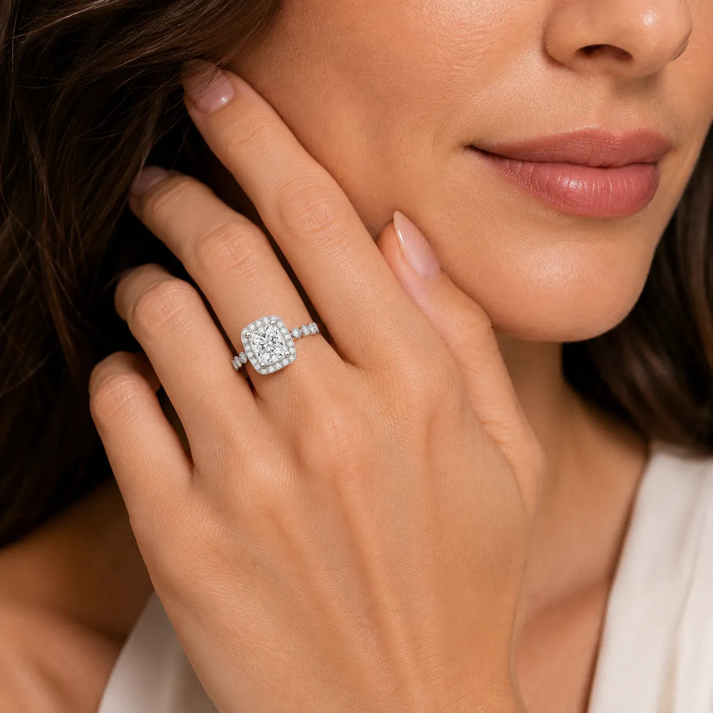 Halo Crown Pear Diamond Ring