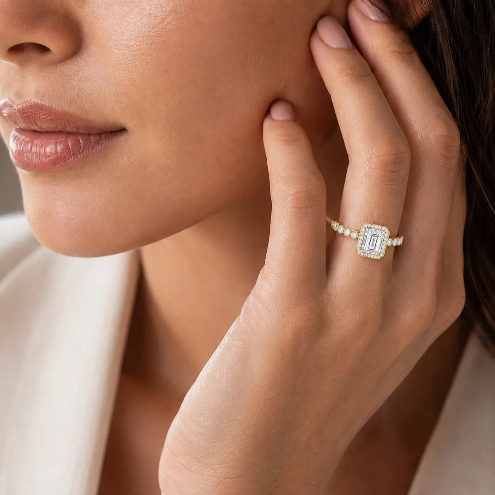 Halo Crown Pear Diamond Ring