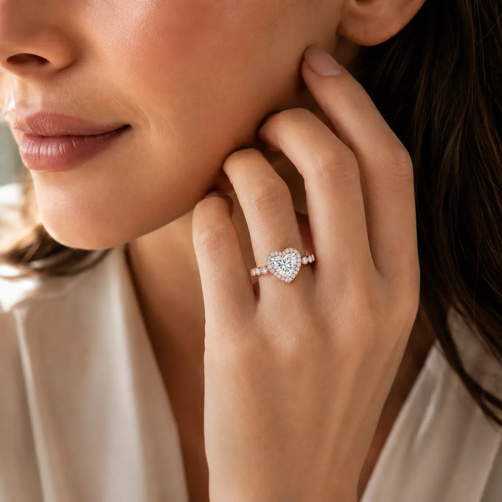 Halo Crown Pear Diamond Ring
