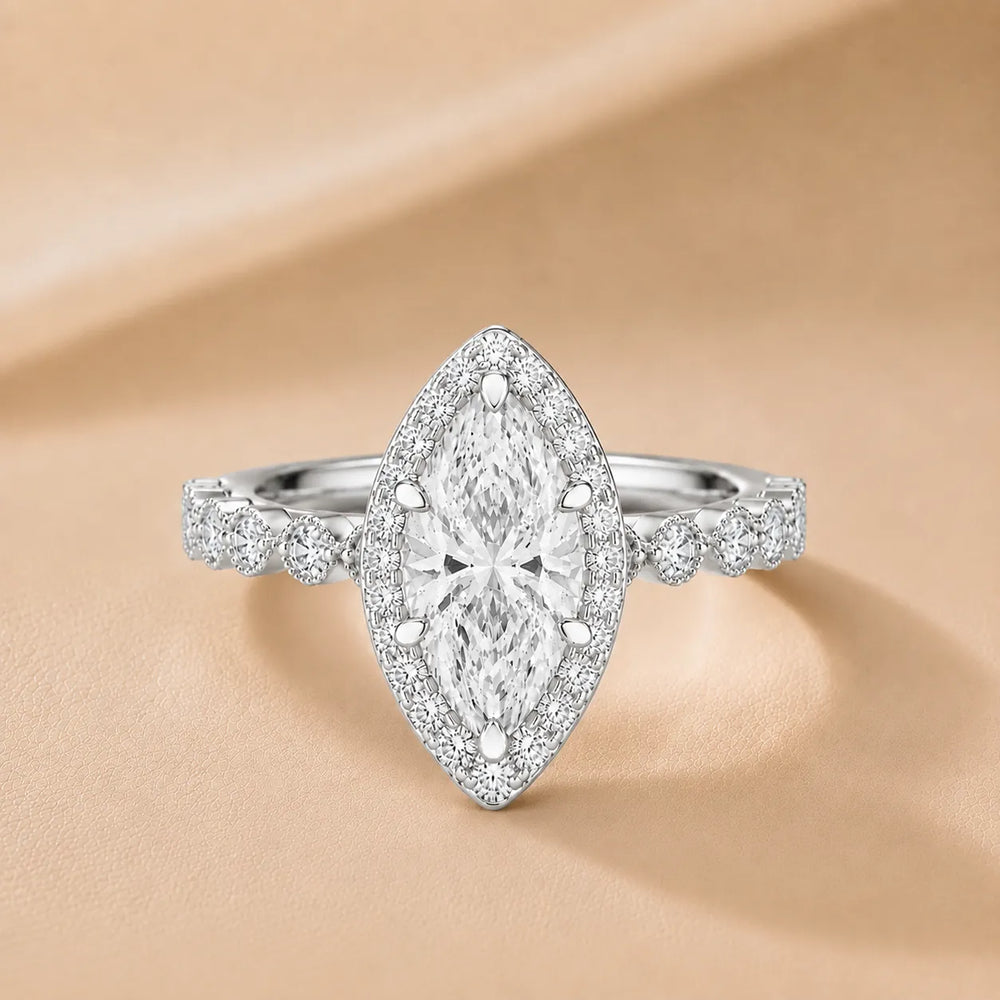 Halo Crown Pear Diamond Ring