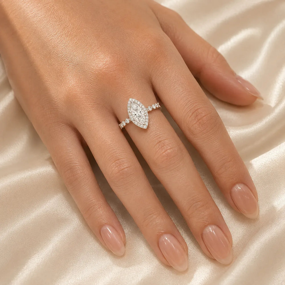 Halo Crown Pear Diamond Ring
