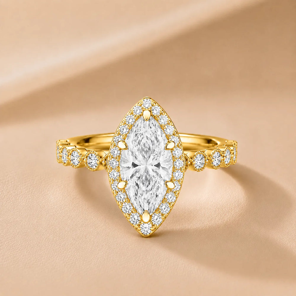 Halo Crown Pear Diamond Ring