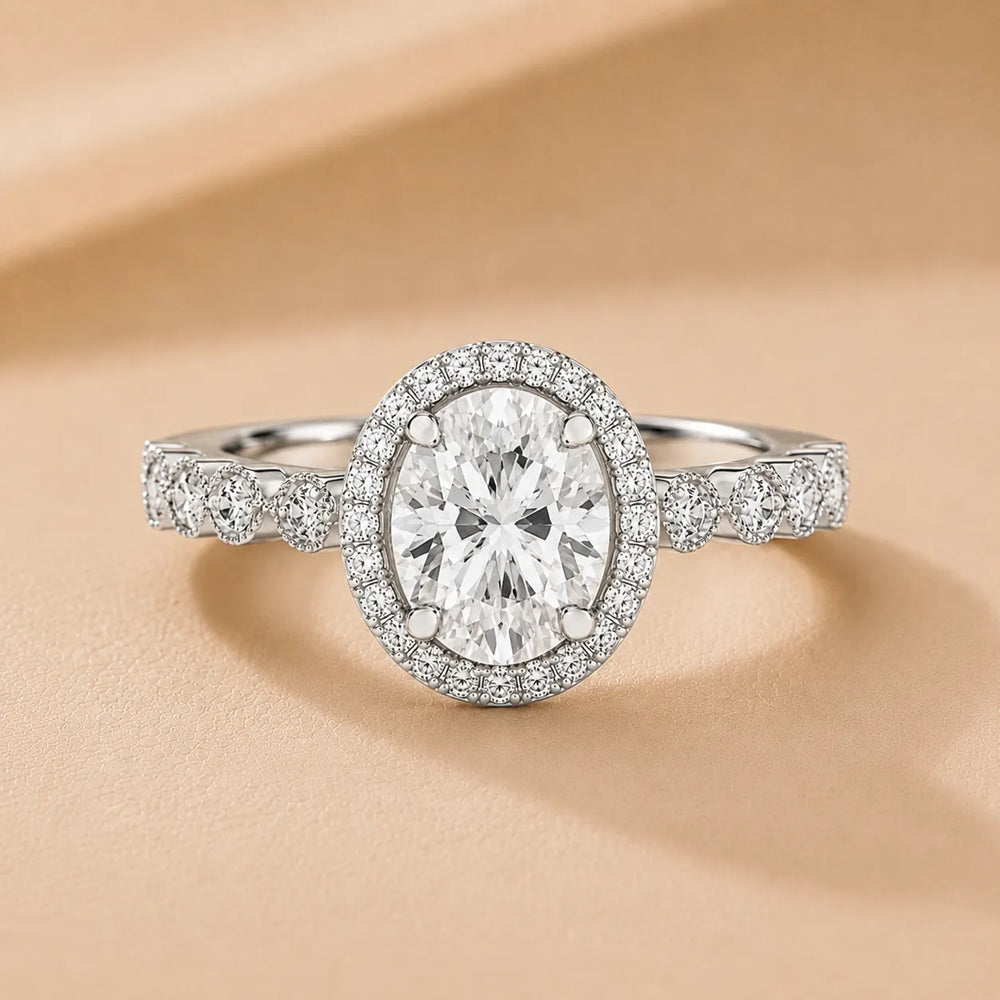 Halo Crown Pear Diamond Ring