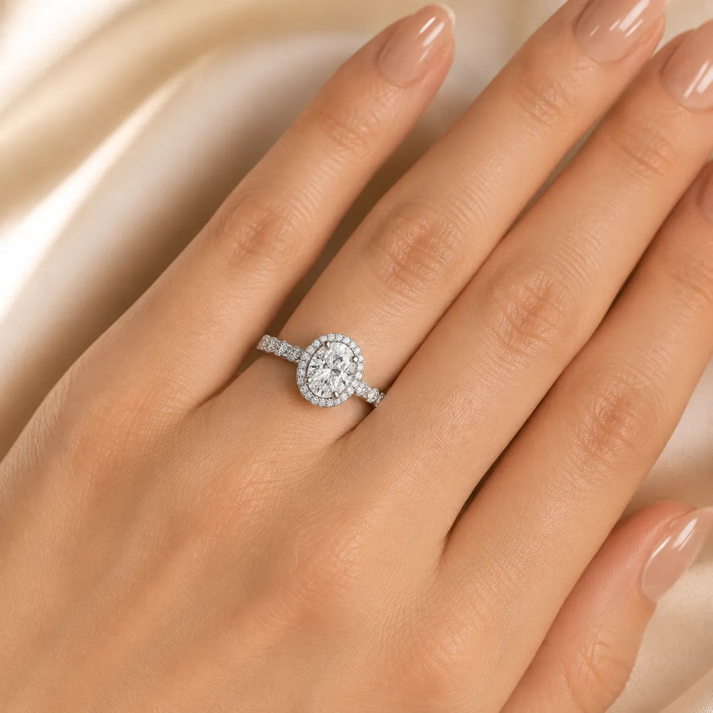 Halo Crown Pear Diamond Ring