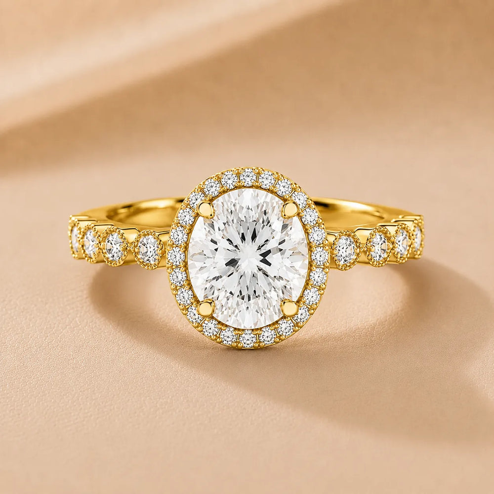 Halo Crown Pear Diamond Ring