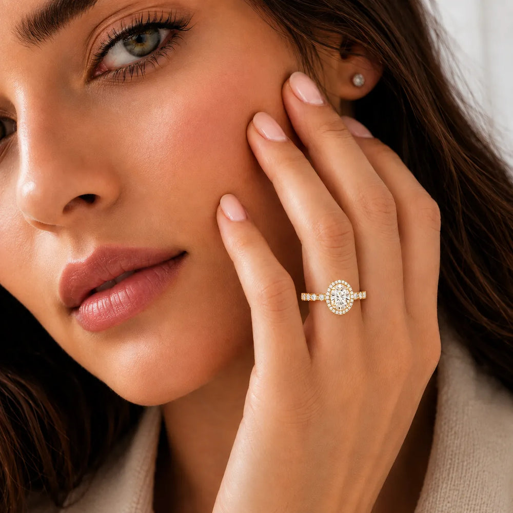 Halo Crown Pear Diamond Ring