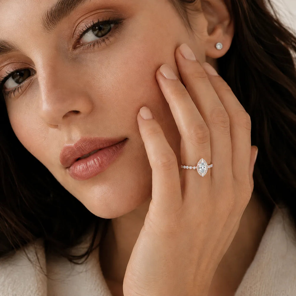 Halo Crown Pear Diamond Ring