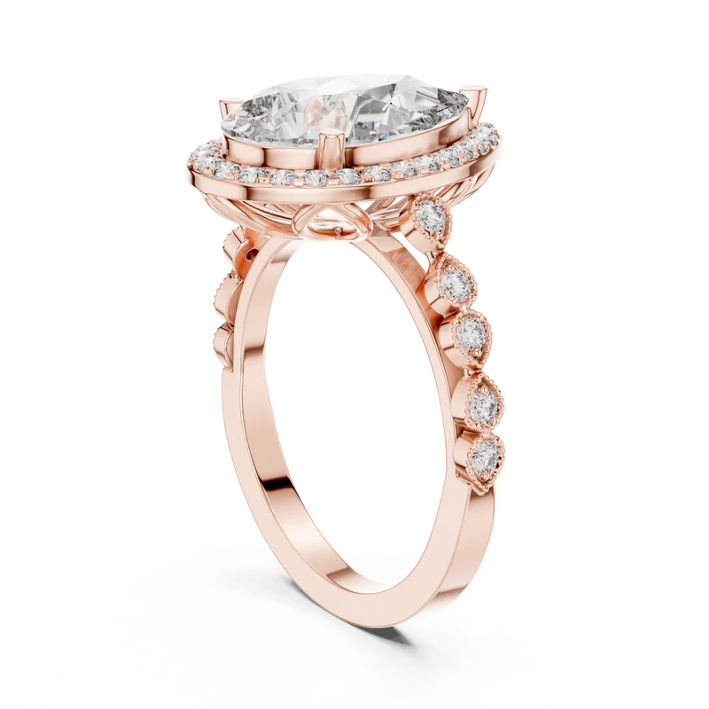 Halo Crown Pear Diamond Ring