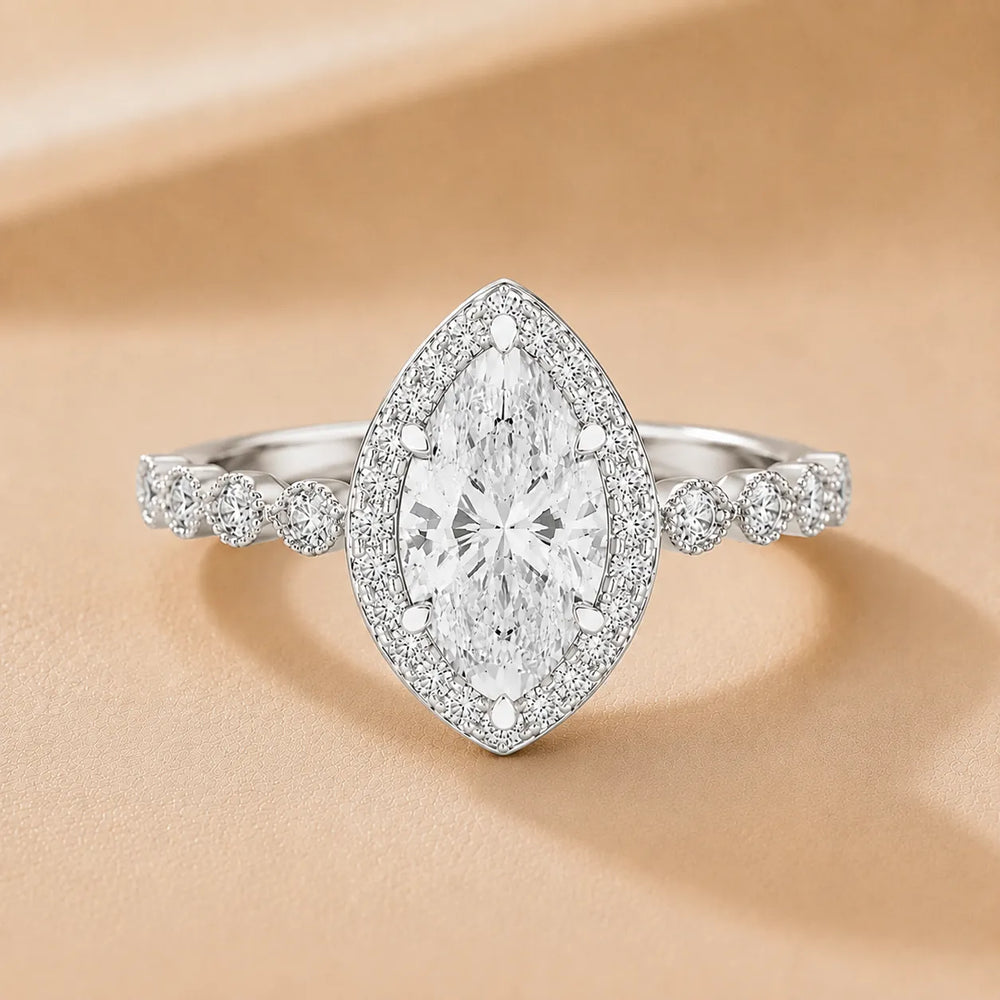 Halo Crown Pear Diamond Ring