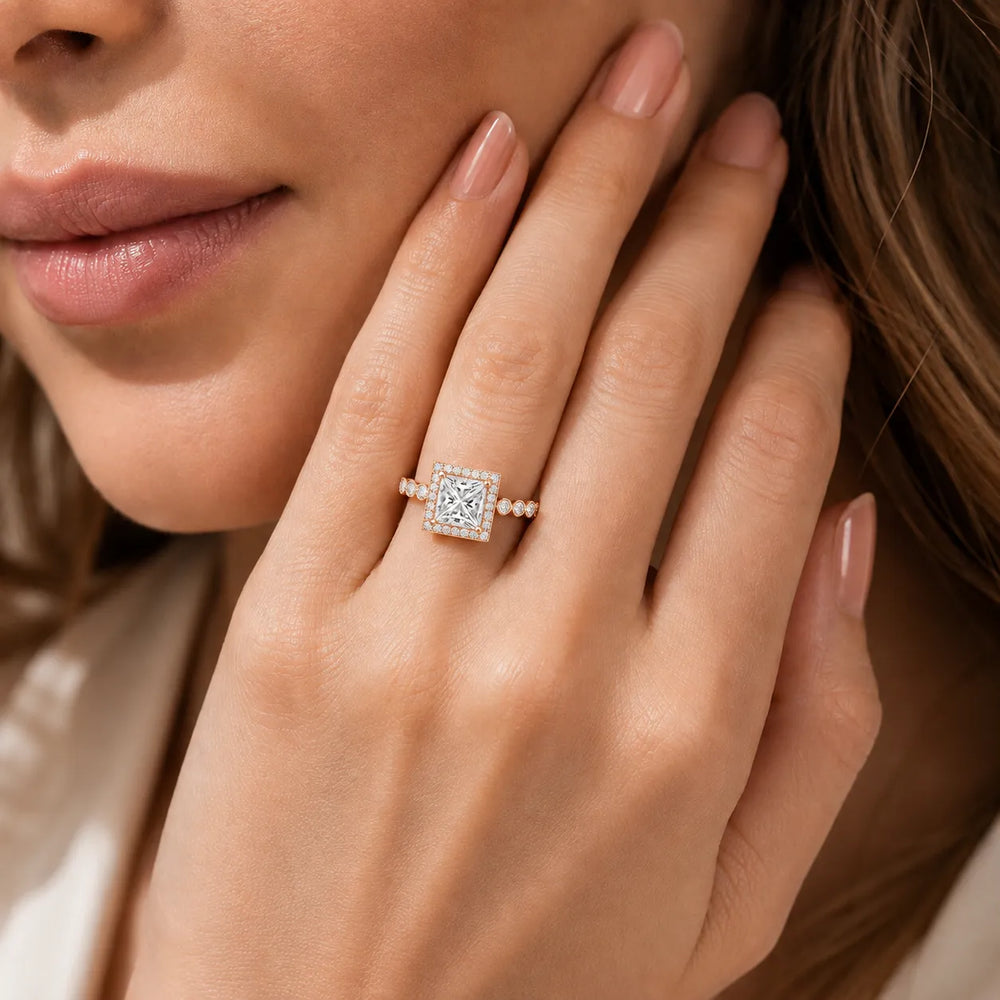 Halo Crown Pear Diamond Ring
