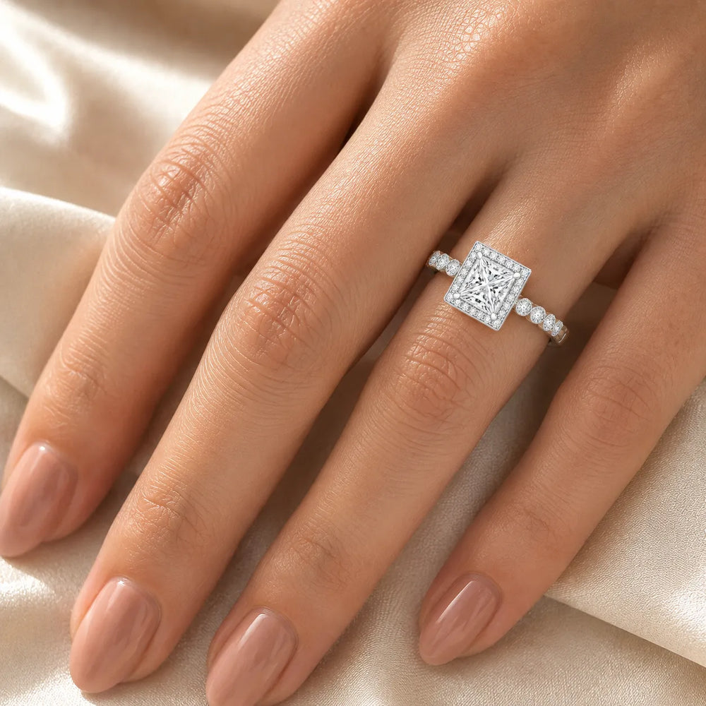 Halo Crown Pear Diamond Ring