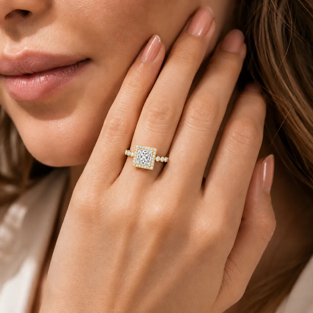 Halo Crown Pear Diamond Ring