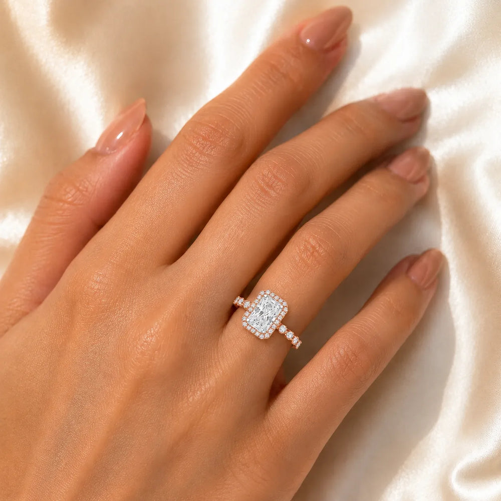 Halo Crown Pear Diamond Ring