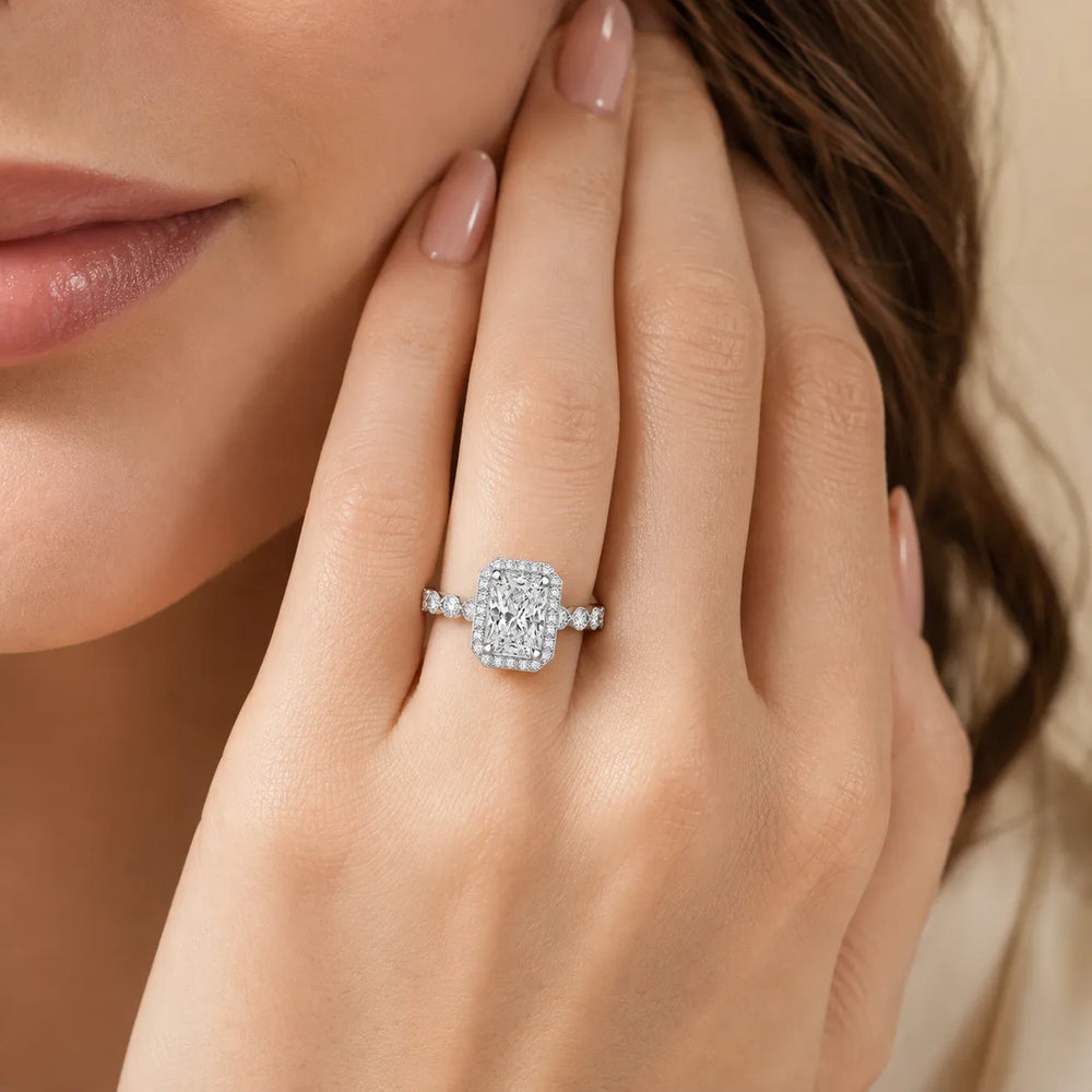Halo Crown Pear Diamond Ring