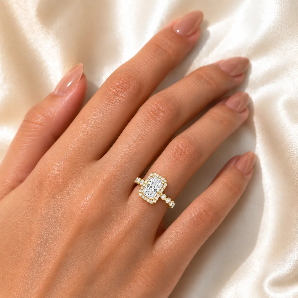 Halo Crown Pear Diamond Ring